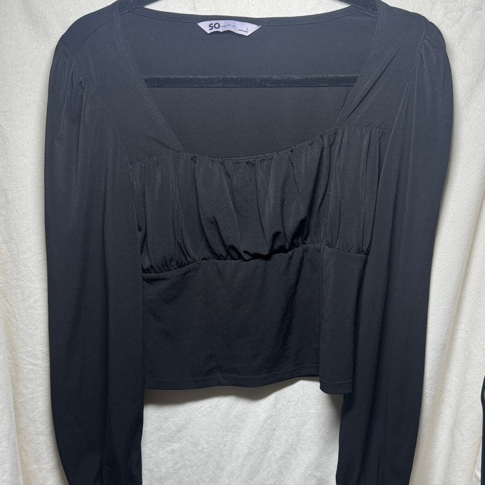 Elegant Black Long Sleeve Blouse